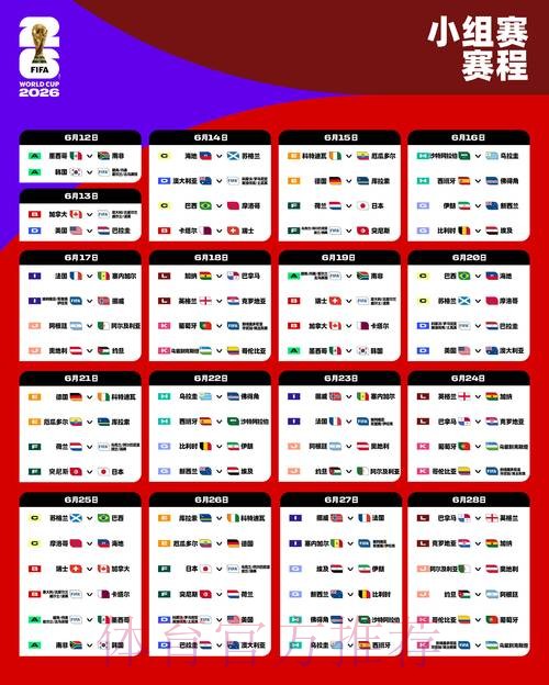 世界杯每日赛程